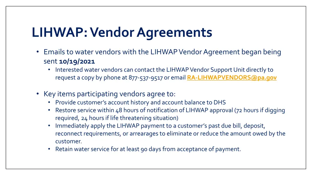 lihwap vendor agreements