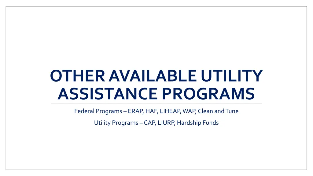 other available utility assistance programs