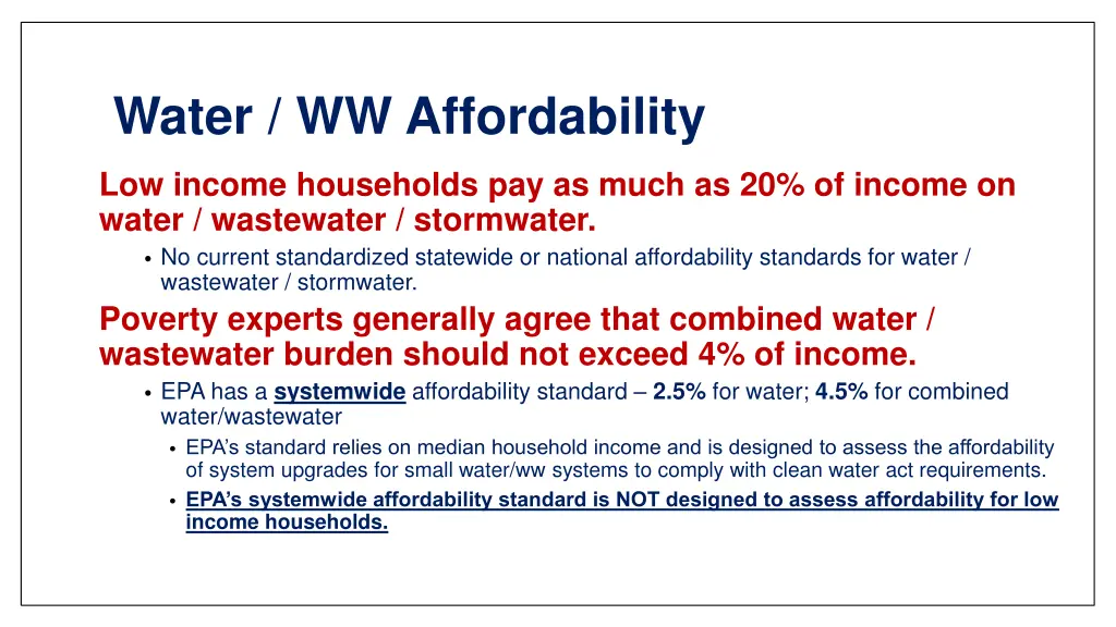 water ww affordability