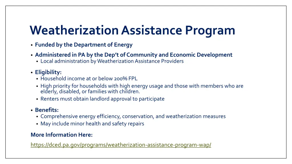 weatherization assistance program