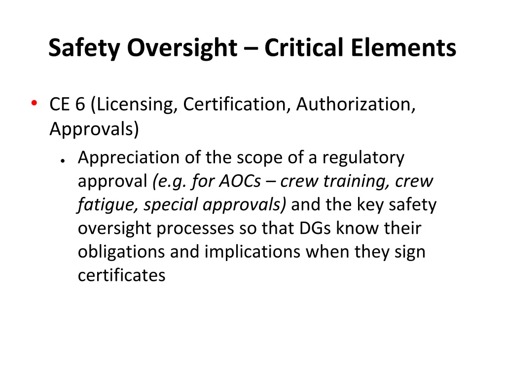 safety oversight critical elements 1