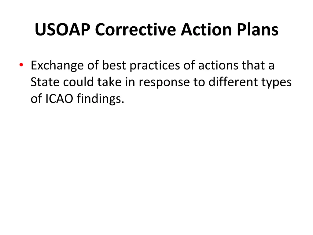 usoap corrective action plans