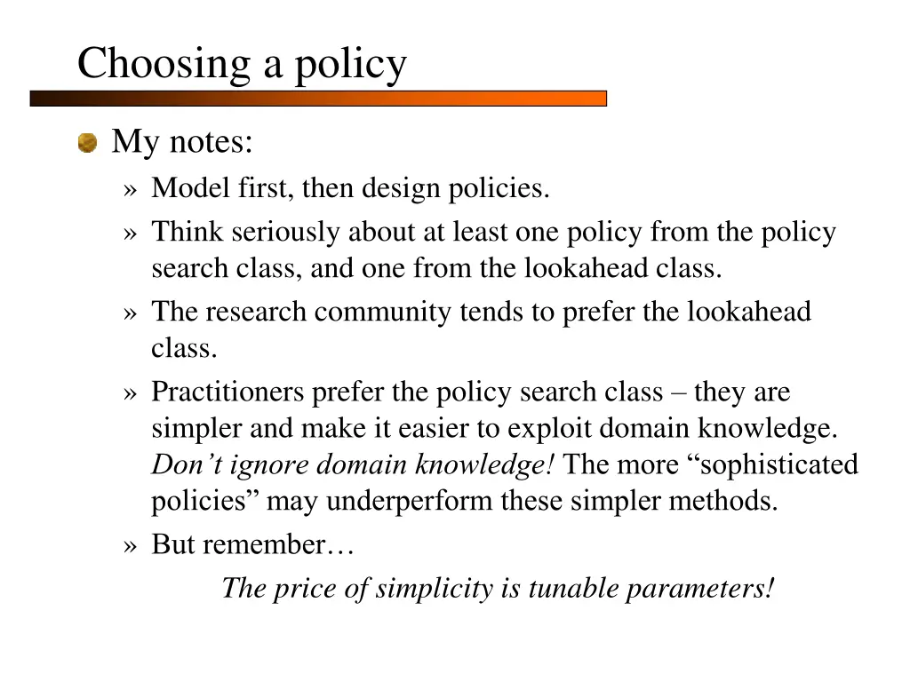 choosing a policy 6