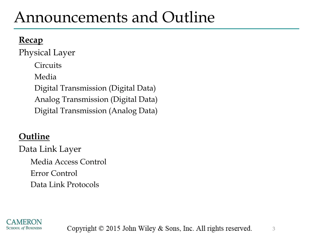 announcements and outline