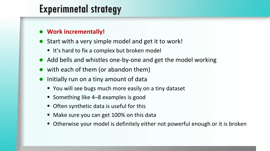 experimnetal strategy