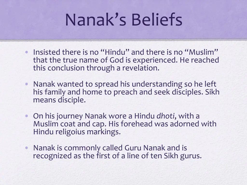 nanak s beliefs