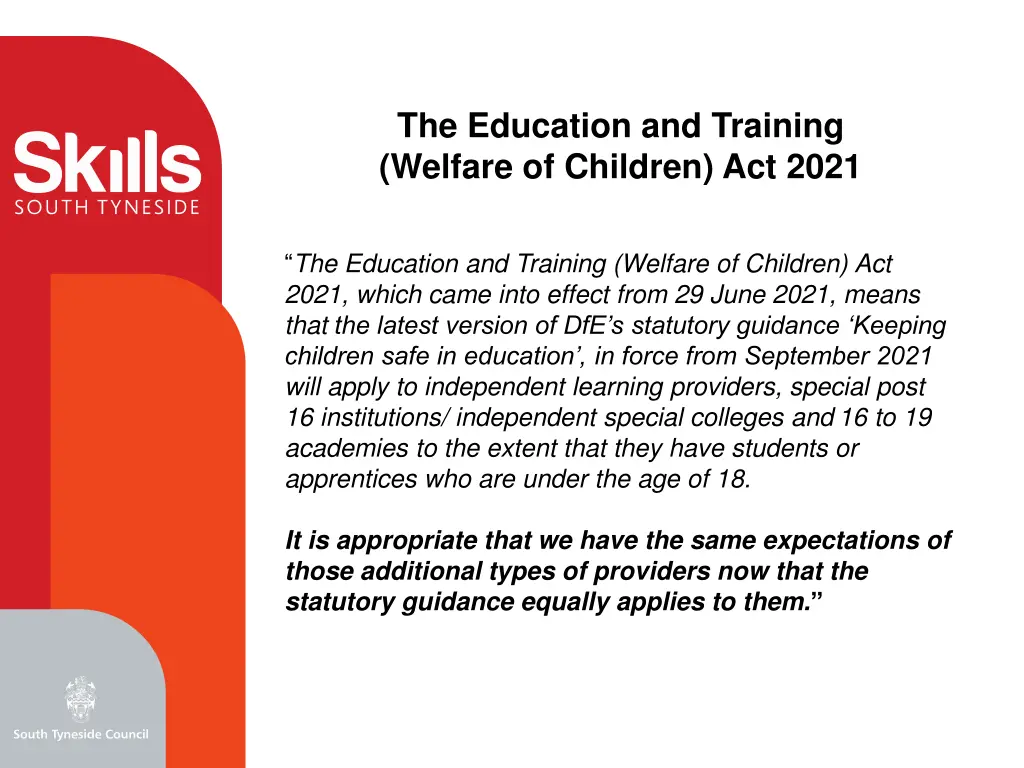 the education and training welfare of children