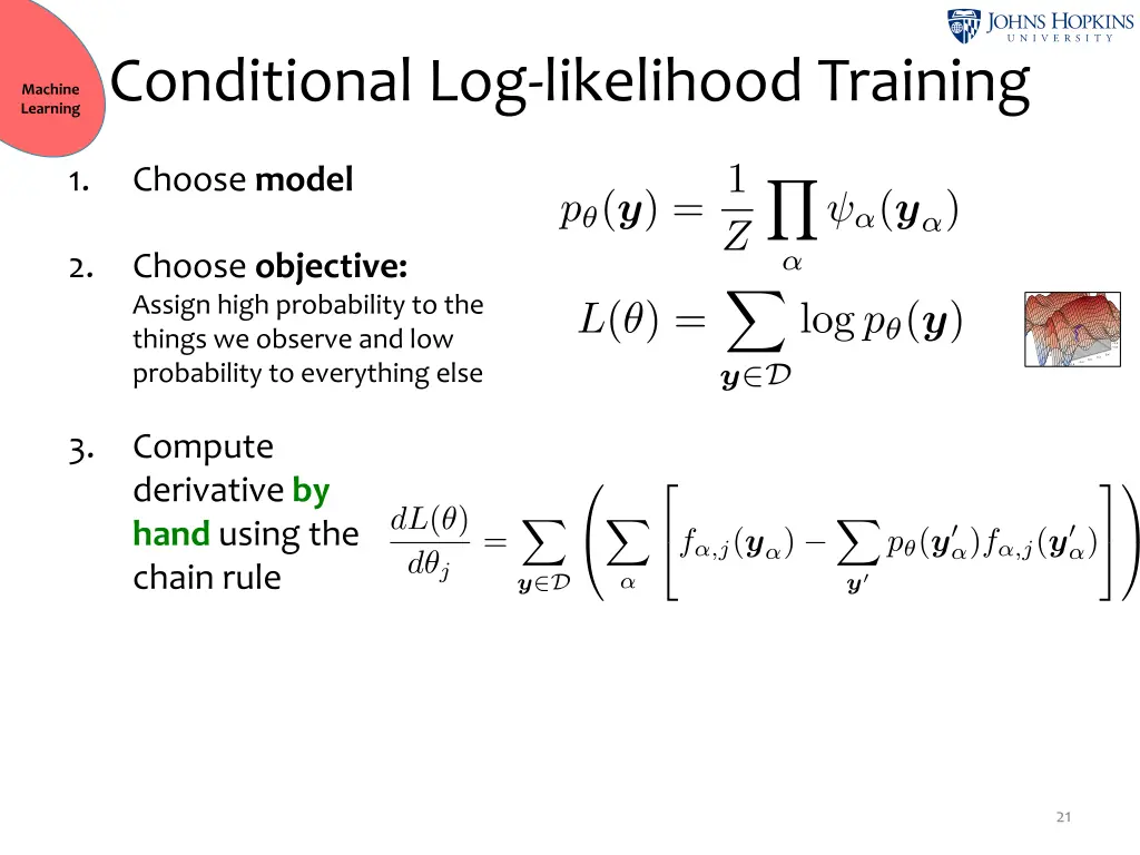 learning conditional log likelihood training