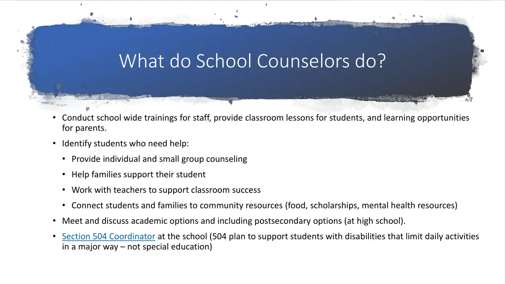 what do school counselors do