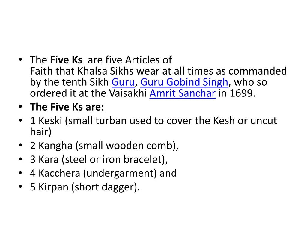 the five ks are five articles of faith that