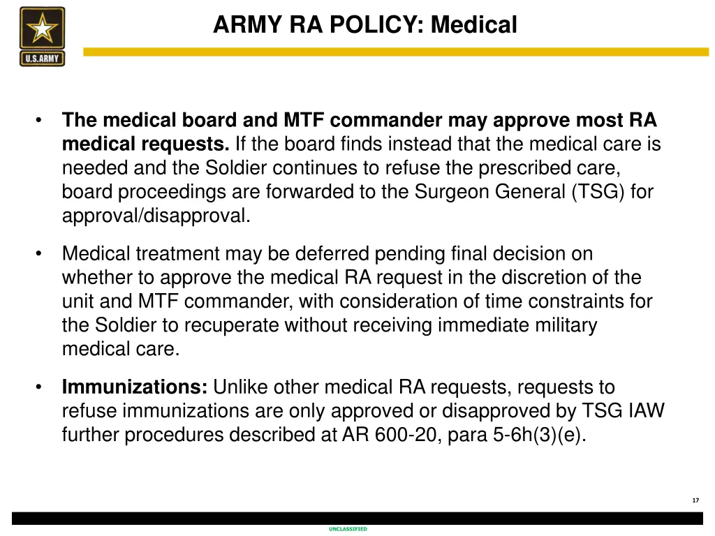 army ra policy medical 1