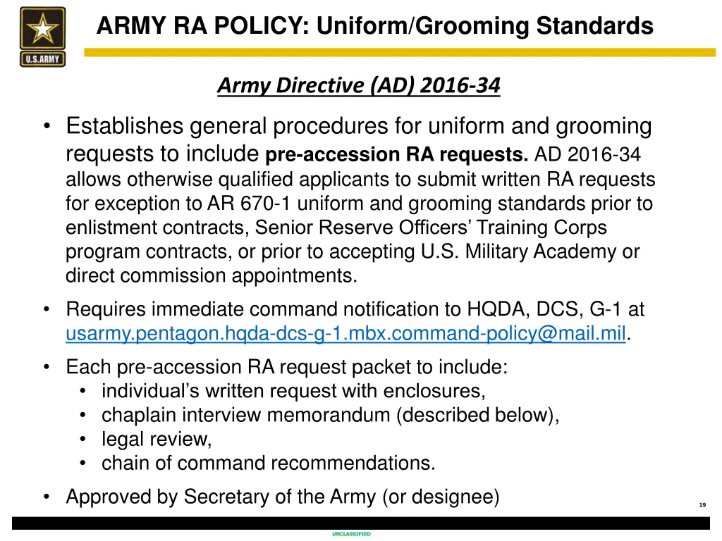 army ra policy uniform grooming standards 1