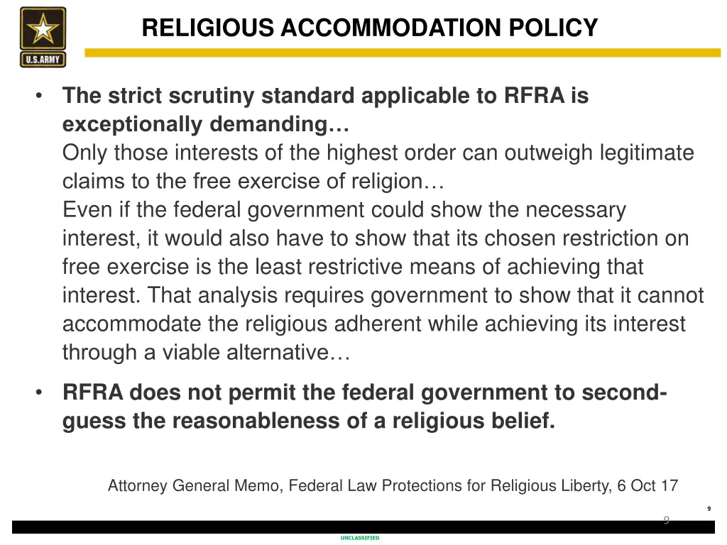 religious accommodation policy 1