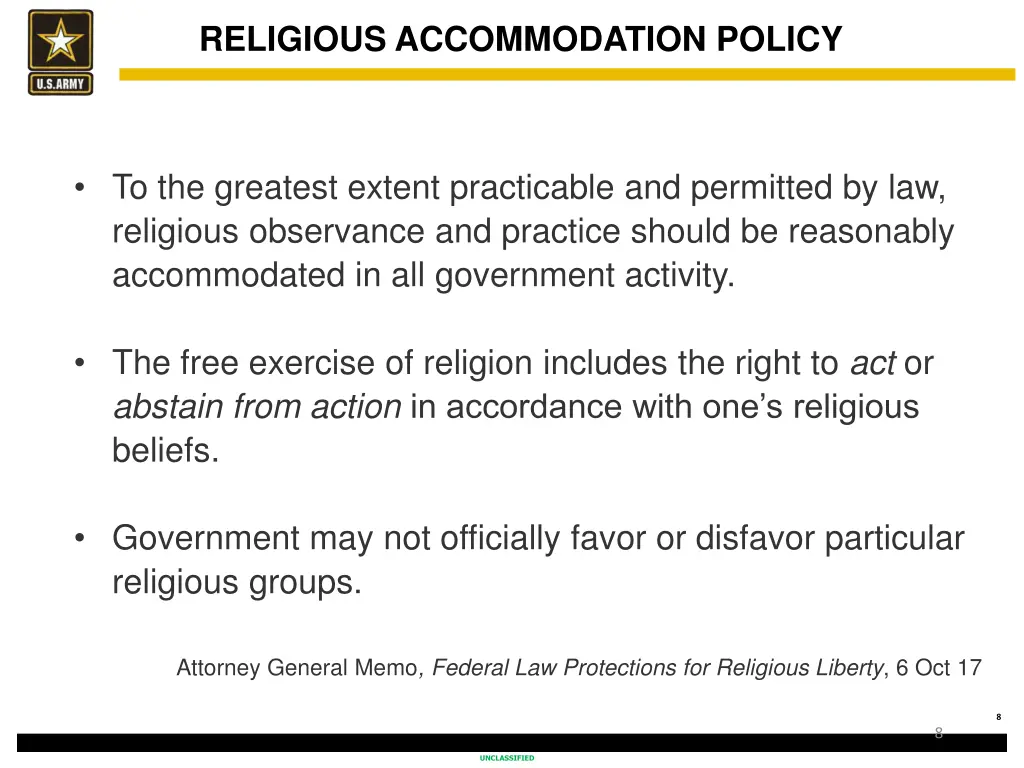 religious accommodation policy