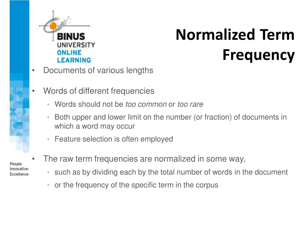 normalized term frequency