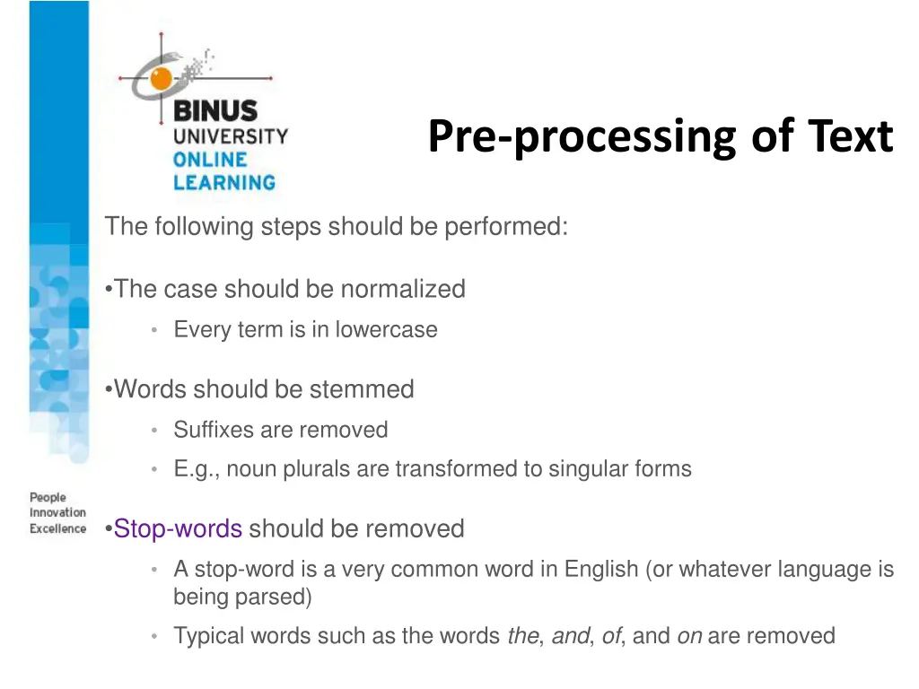 pre processing of text