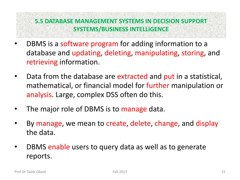 5 5 database management systems in decision 1