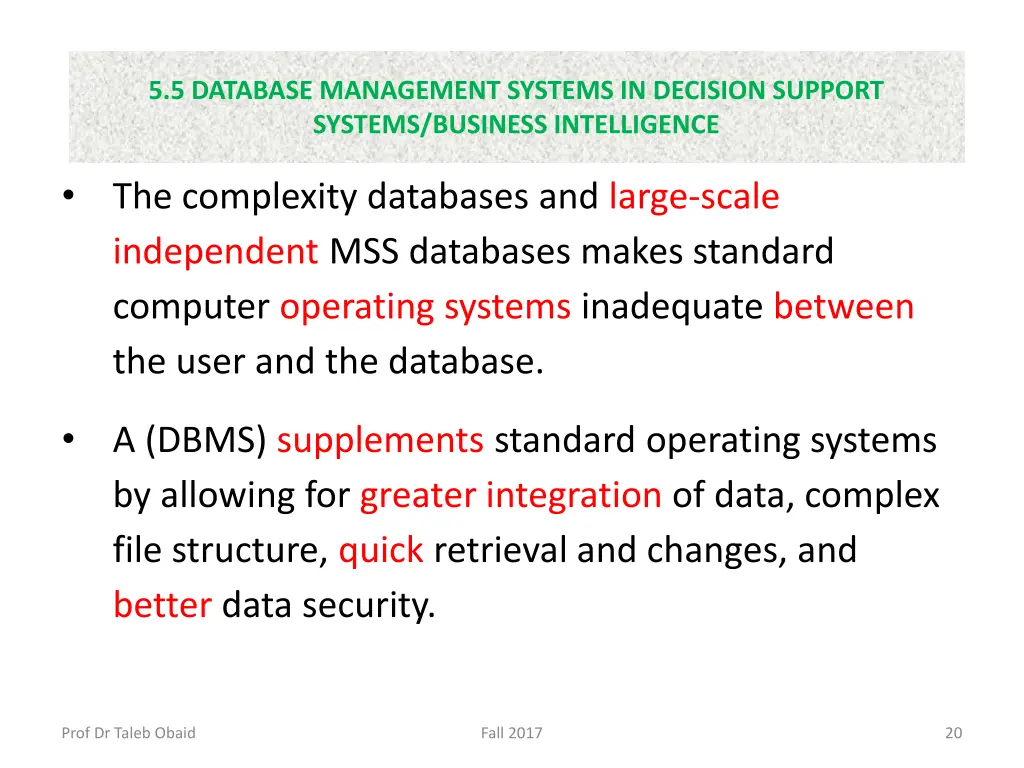 5 5 database management systems in decision