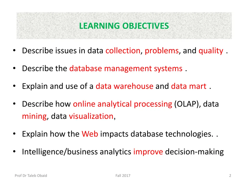 learning objectives