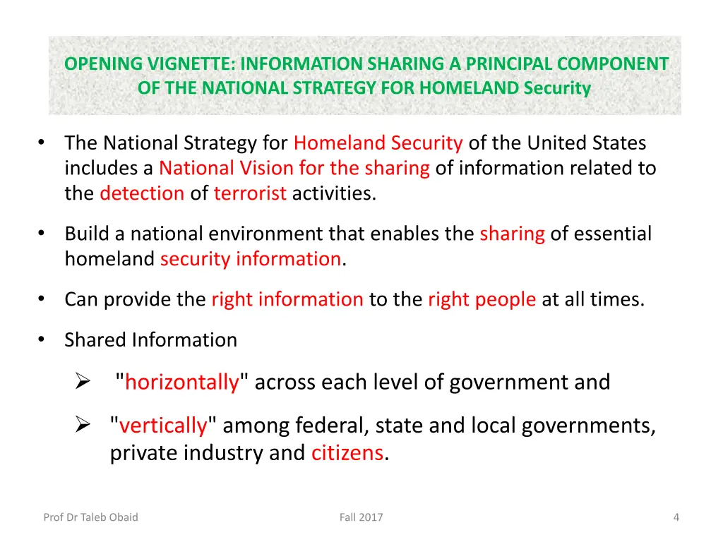 opening vignette information sharing a principal