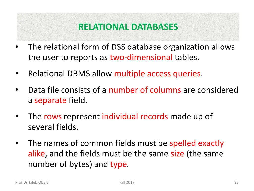 relational databases