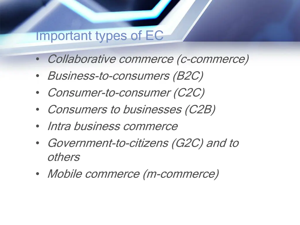 important types of ec