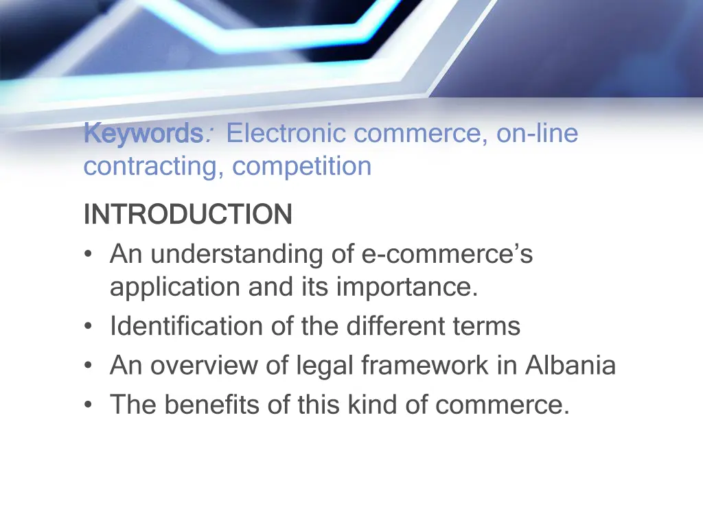 keywords keywords electronic commerce on line