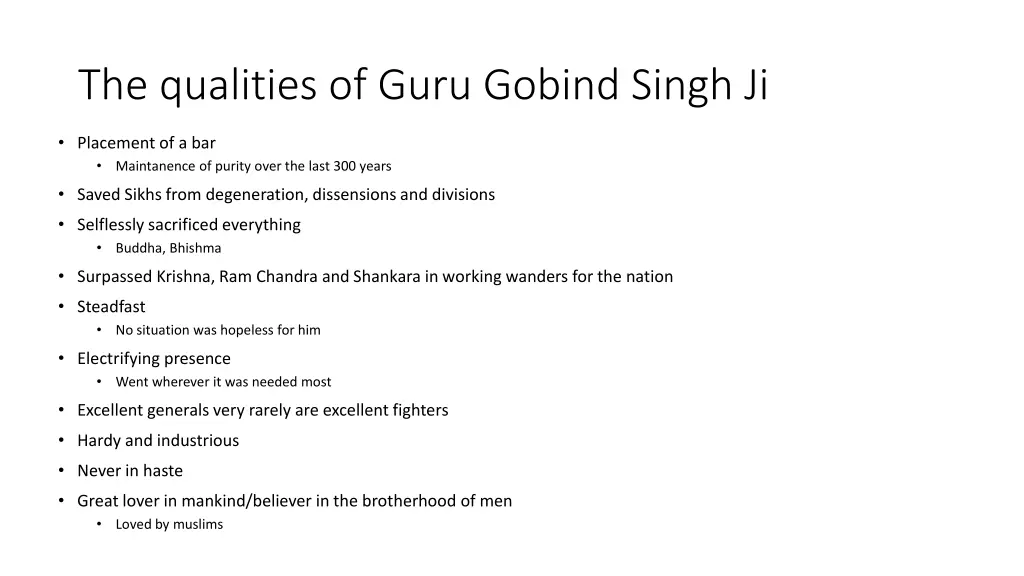 the qualities of guru gobind singh ji