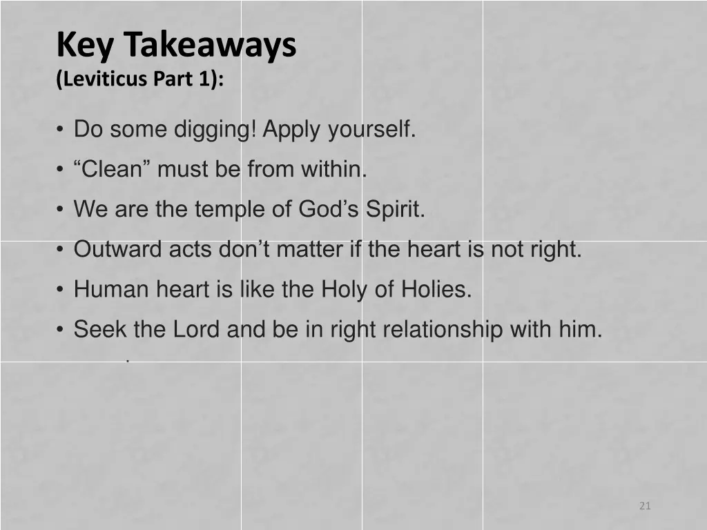 key takeaways leviticus part 1