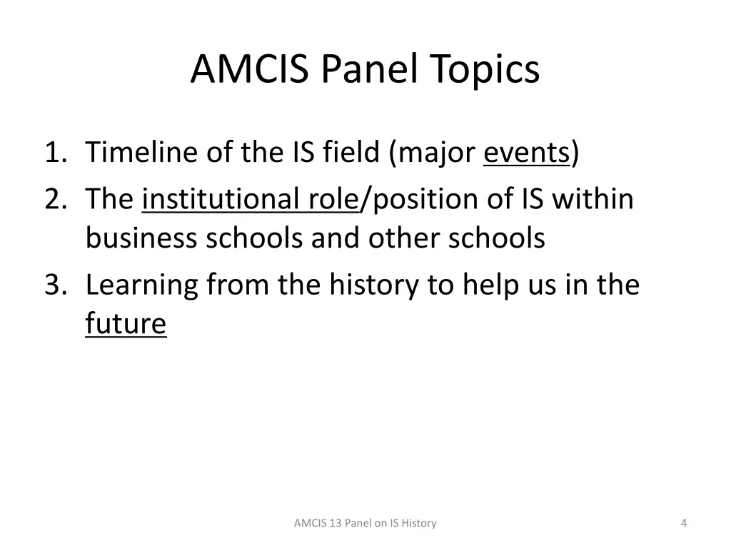 amcis panel topics