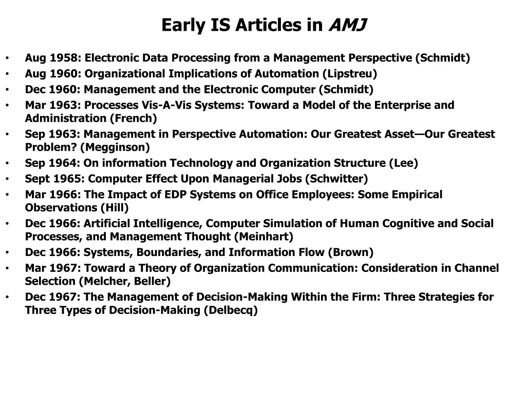 early is articles in amj