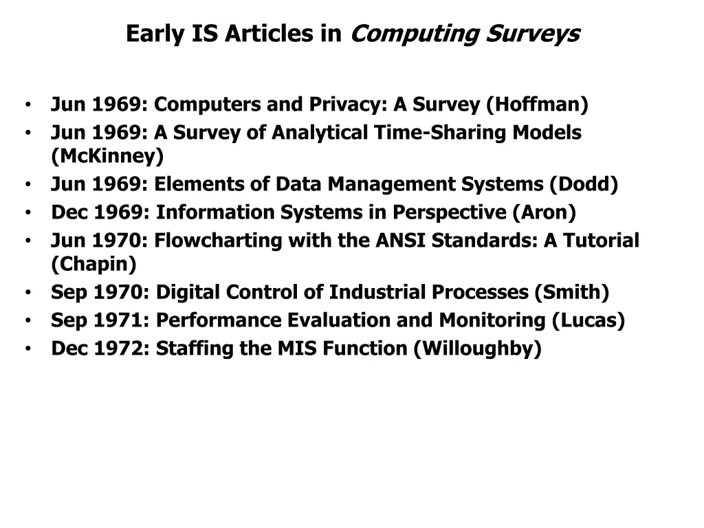 early is articles in computing surveys