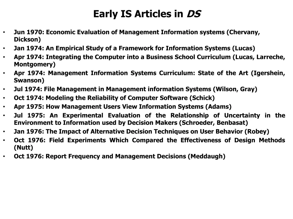 early is articles in ds