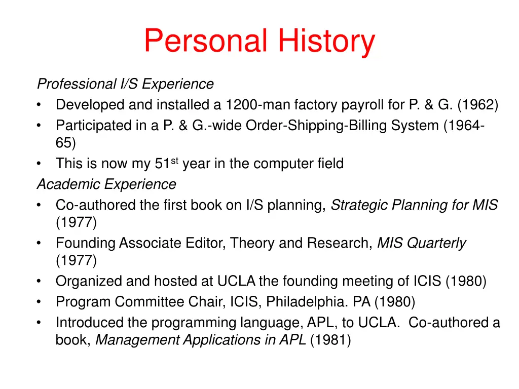 personal history 6