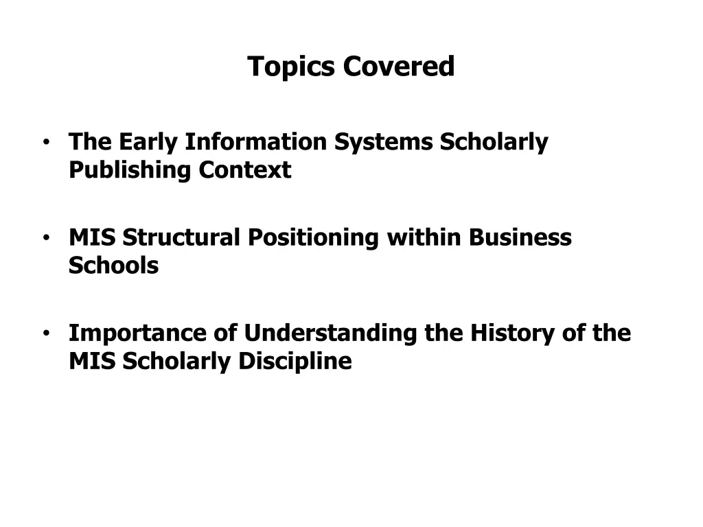 topics covered