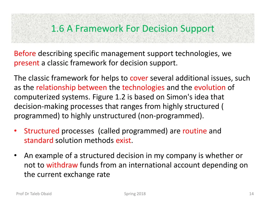 1 6 a framework for decision support