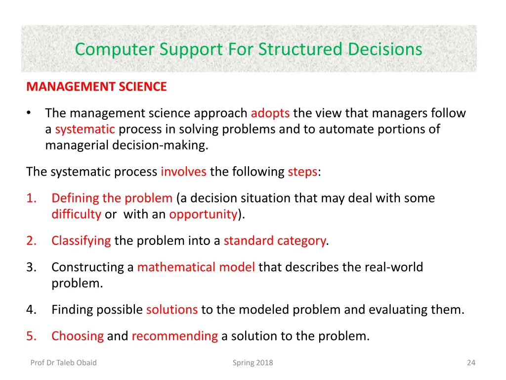 computer support for structured decisions 1