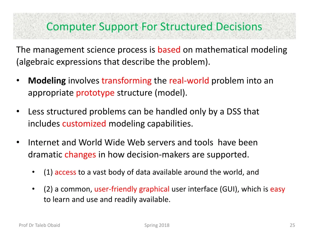 computer support for structured decisions 2