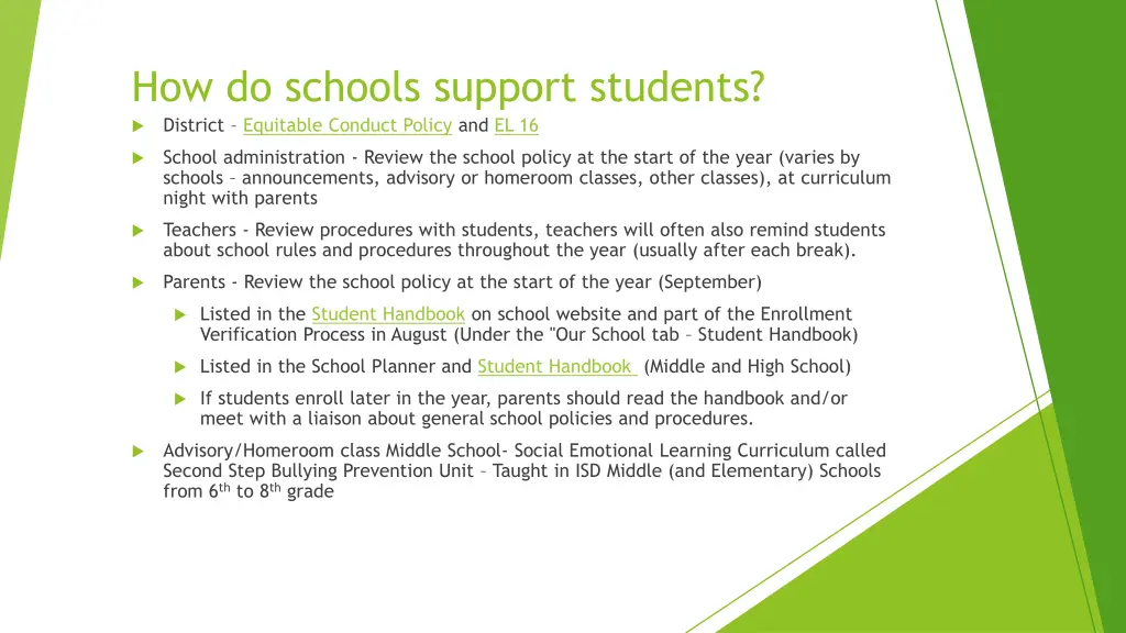 how do schools support students district