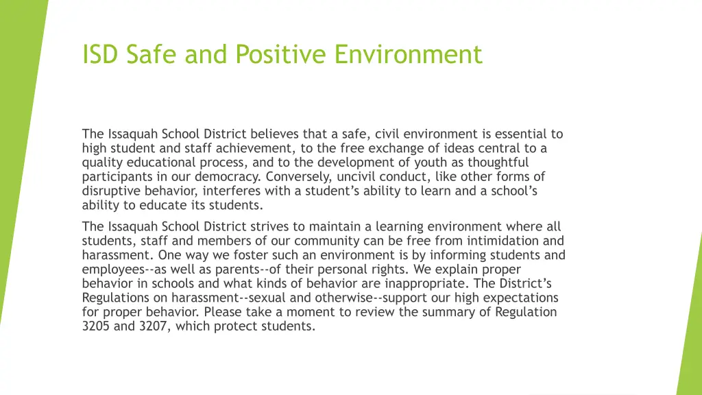 isd safe and positive environment