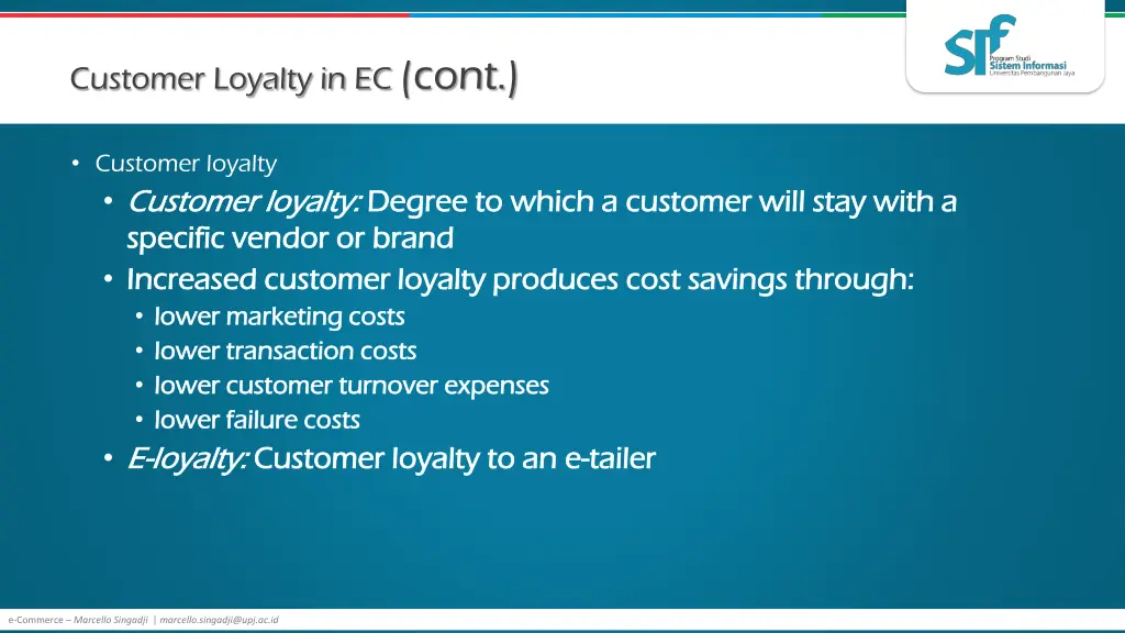 customer loyalty in ec cont