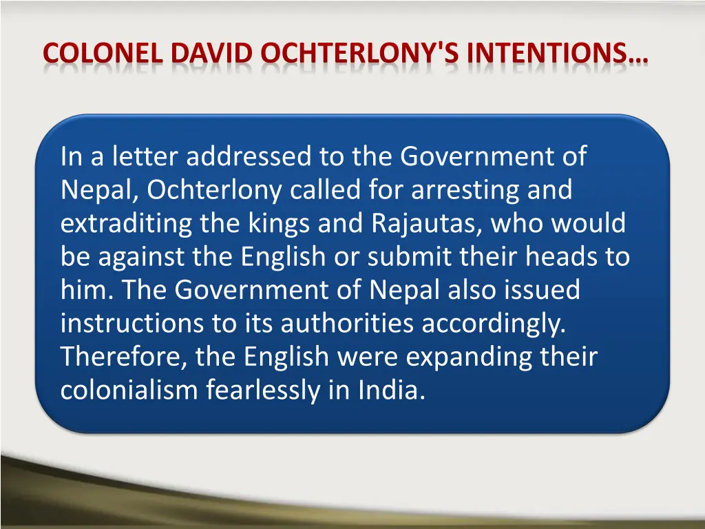 colonel david ochterlony s intentions 2