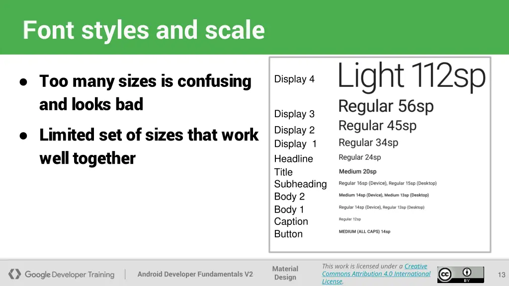 font styles and scale