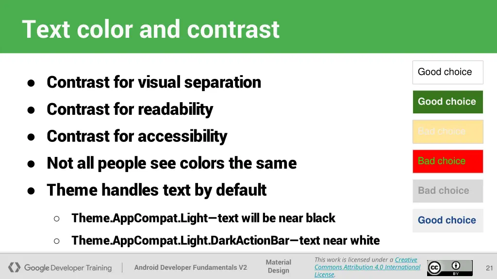 text color and contrast