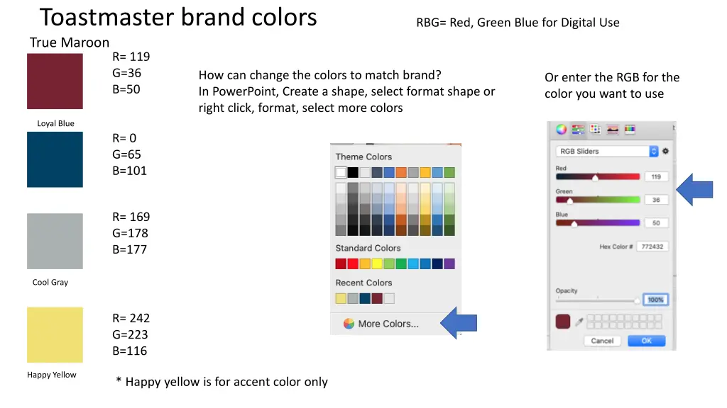 toastmaster brand colors