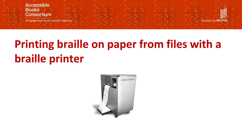 printing braille on paper from files with