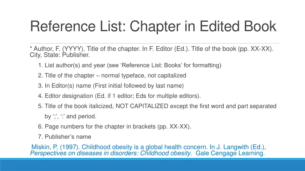 reference list chapter in edited book