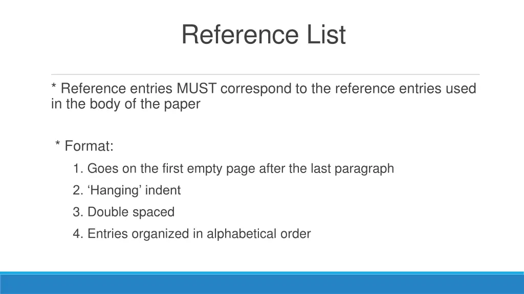 reference list