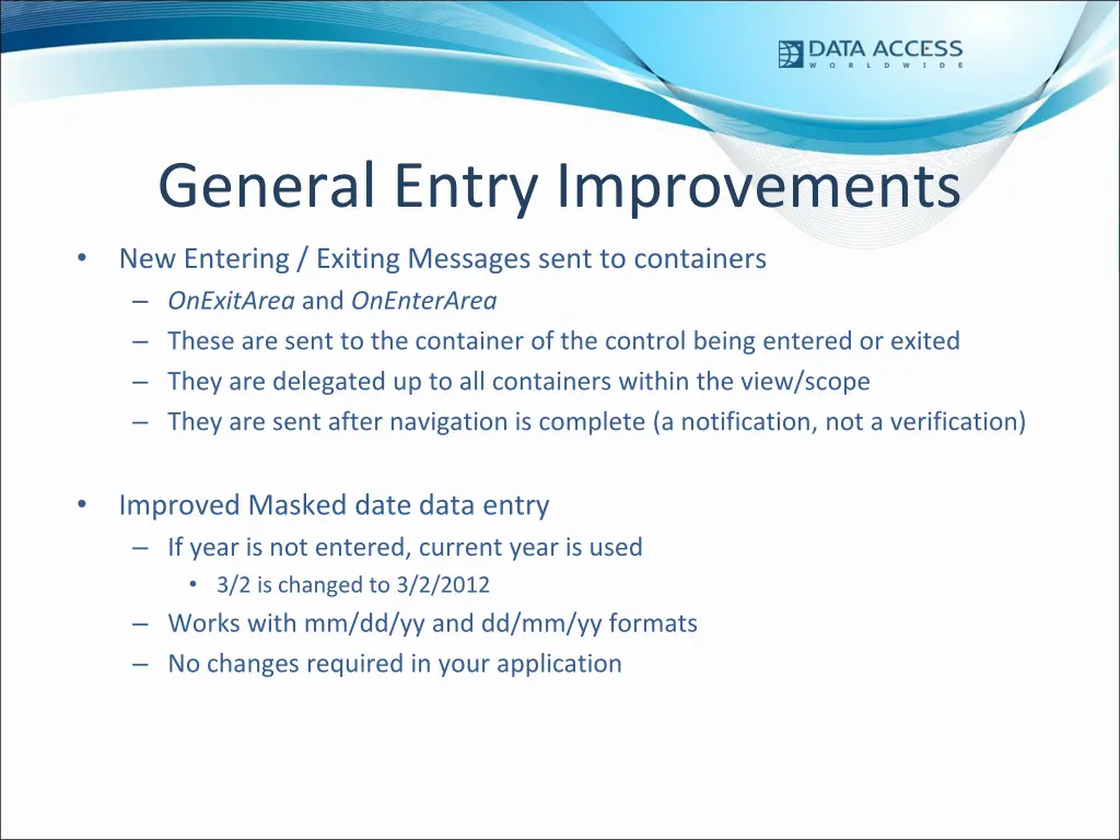 general entry improvements