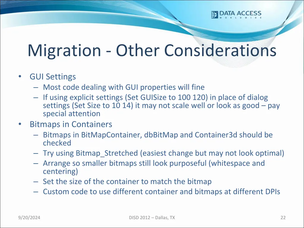 migration other considerations